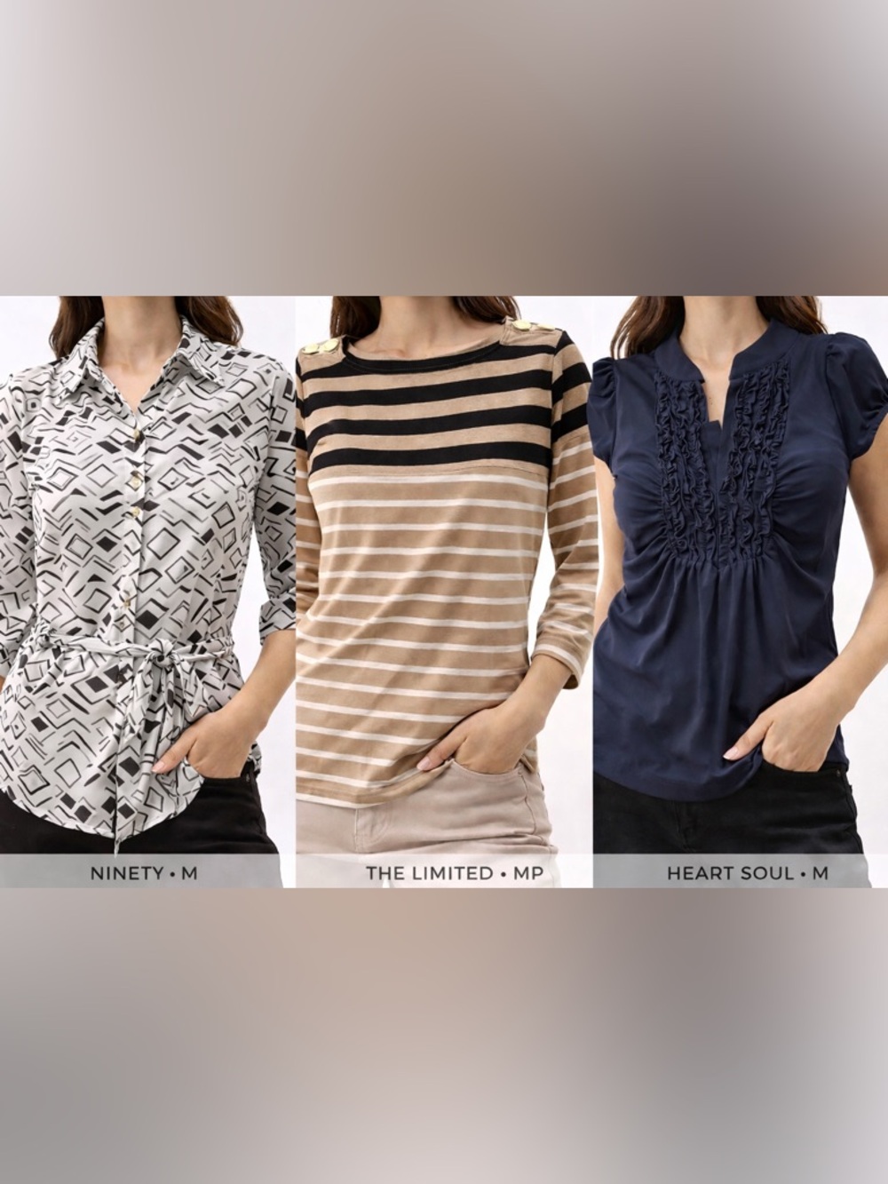 Lot of 3 Women’s Blouses Tops Size M / MP Mixed Brands Work Casual